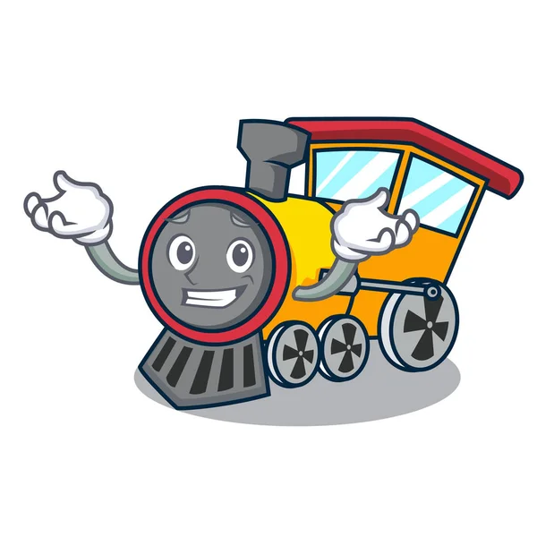 Grinning Train Character Cartoon Style Vector Illustration — Stock Vector