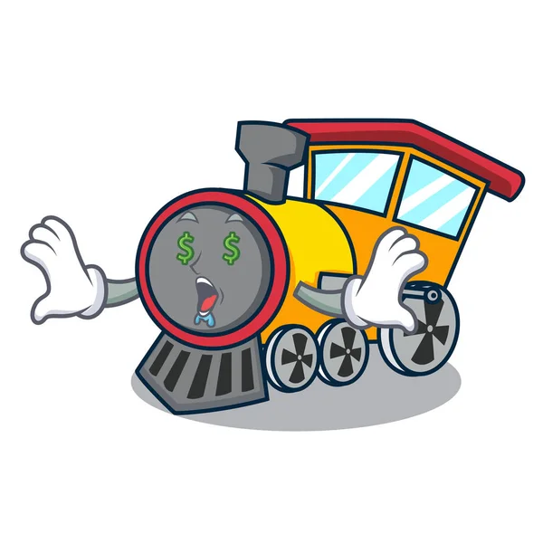 Ojo Dinero Tren Mascota Dibujos Animados Estilo Vector Ilustración — Archivo Imágenes Vectoriales