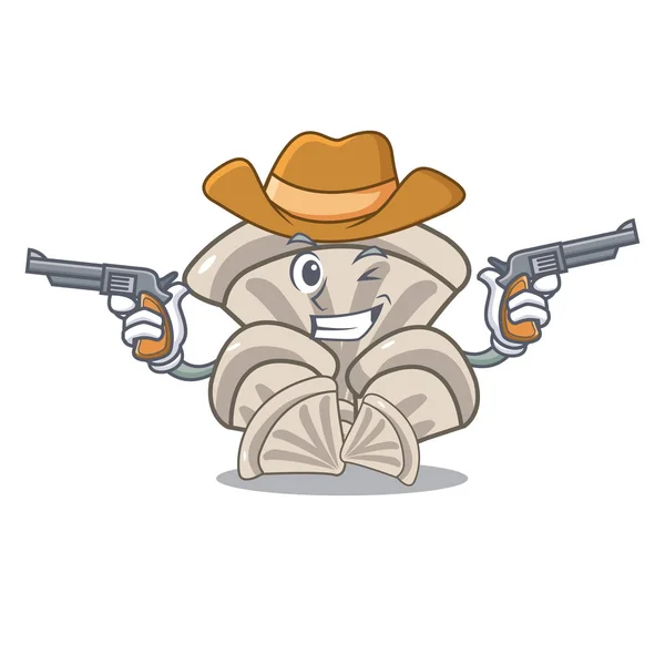 Cowboy Austernpilz Charakter Cartoon Vektor Illustration — Stockvektor