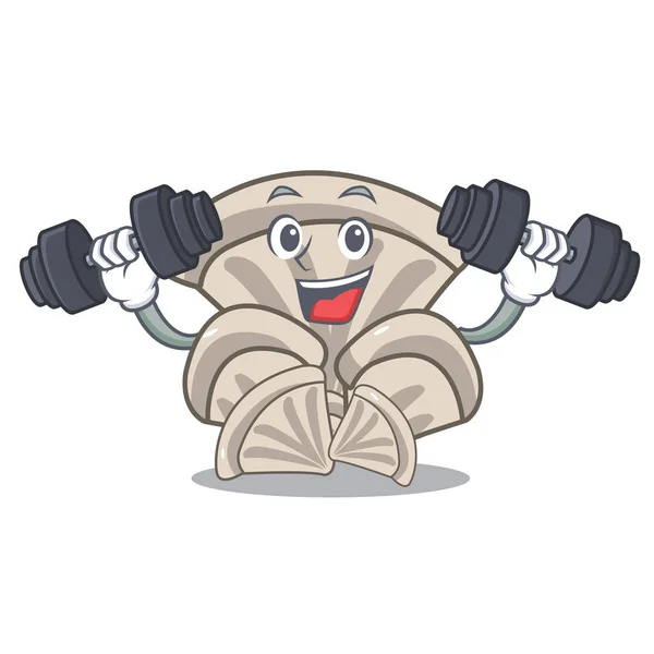 Fitness Austernpilz Charakter Cartoon Vektor Illustration — Stockvektor