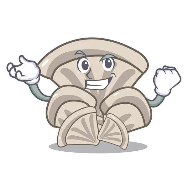 Erfolgreiche Austernpilz Charakter Cartoon Vektor Illustration — Stockvektor
