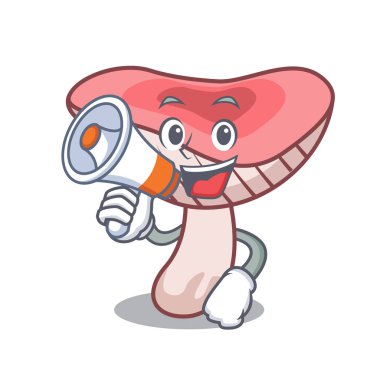 Megafon russule mantar karakter karikatür vektör çizim ile