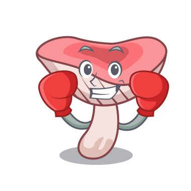 Boks russule mantar karakter karikatür vektör çizim