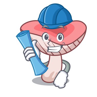 Mimar russule mantar karakter karikatür vektör çizim