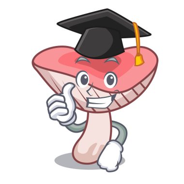 Mezuniyet russule mantar karakter karikatür vektör çizim