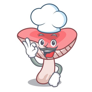 Şef russule mantar karakter karikatür vektör çizim