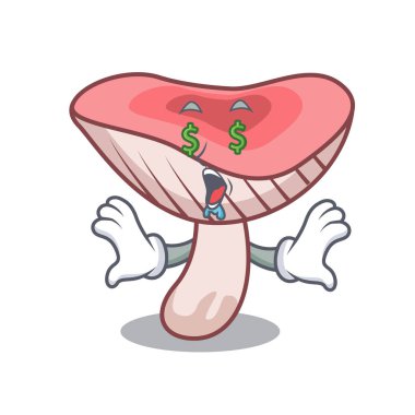 Para göz russule mantar maskot karikatür vektör çizim