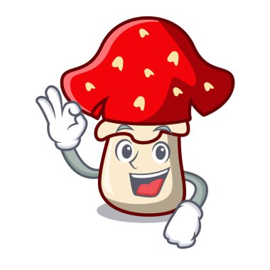 Amanita mantar karakter karikatür vektör çizim Tamam