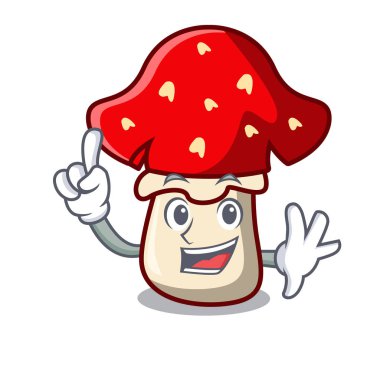 Parmak amanita mantar maskot karikatür vektör çizim