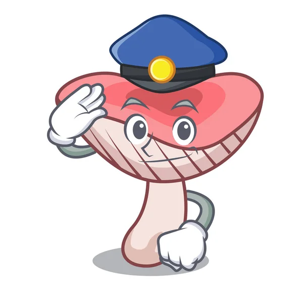 Policía Russule Hongo Personaje Dibujo Animado Vector Ilustración — Vector de stock