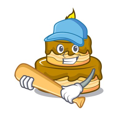 İskambil beyzbol Doğum günü pasta karakter karikatür vektör çizim