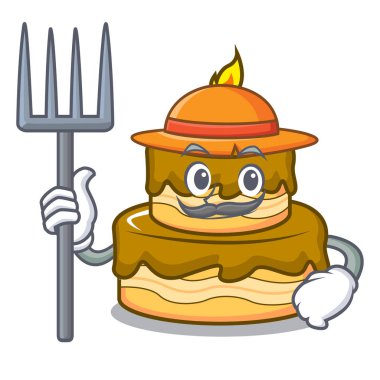 Çiftçi Doğum günü pasta karakter karikatür vektör çizim