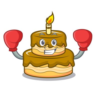 Boks Doğum günü pasta karakter karikatür vektör çizim