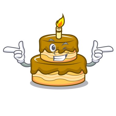 Wink Doğum günü pasta karakter karikatür vektör çizim