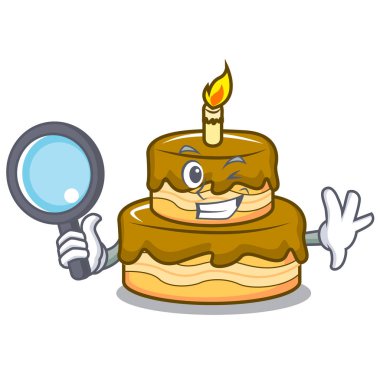 Dedektif Doğum günü pasta karakter karikatür vektör çizim