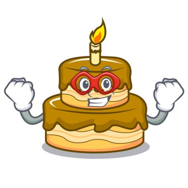 Süper kahraman Doğum günü pasta karakter karikatür vektör çizim