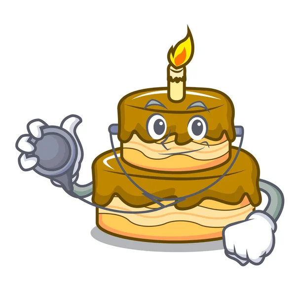 Doktor Doğum günü pasta karakter karikatür vektör çizim