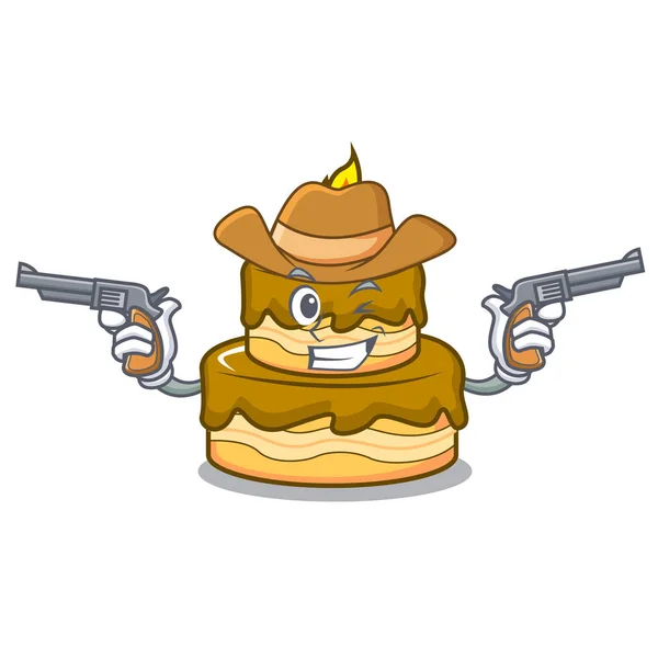 Cowboy Pastel Cumpleaños Personaje Dibujos Animados Vector Ilustración — Vector de stock