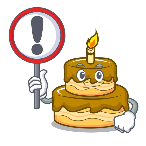 İşareti Doğum günü pasta karakter karikatür vektör çizim ile