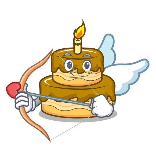 Aşk tanrısı Doğum günü pasta karakter karikatür vektör çizim