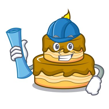Mimar Doğum günü pasta karakter karikatür vektör çizim