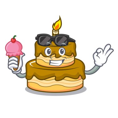 Dondurma Doğum günü pasta karakter karikatür vektör çizim ile