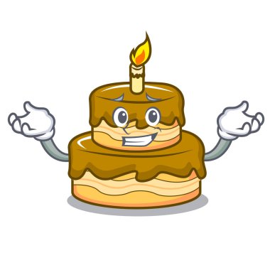 Sırıtan Doğum günü pasta karakter karikatür vektör çizim