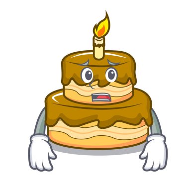 Yazık ki Doğum günü pasta maskot karikatür vektör çizim