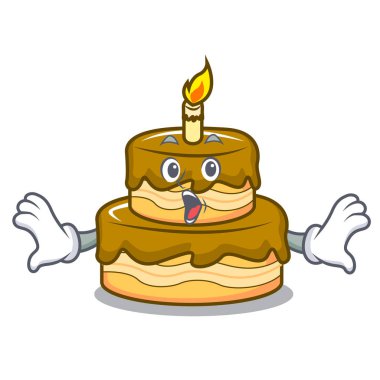 Sürpriz Doğum günü pasta maskot karikatür vektör çizim