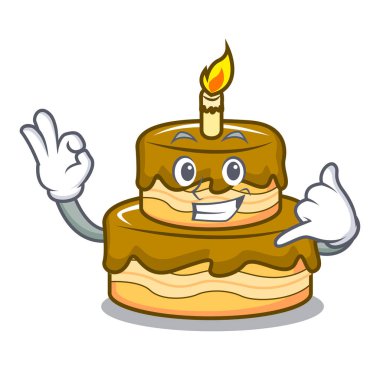 Bana Doğum günü pasta maskot karikatür vektör çizim de