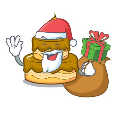 Noel Baba hediye Doğum günü pasta maskot karikatür vektör çizim ile