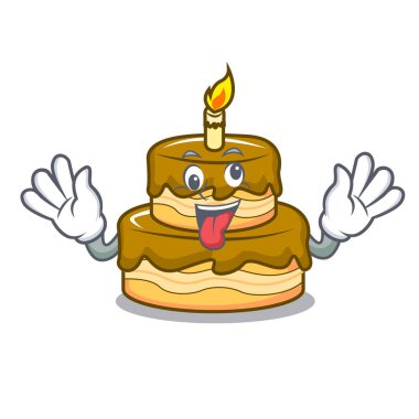 Çılgın Doğum günü pasta maskot karikatür vektör çizim