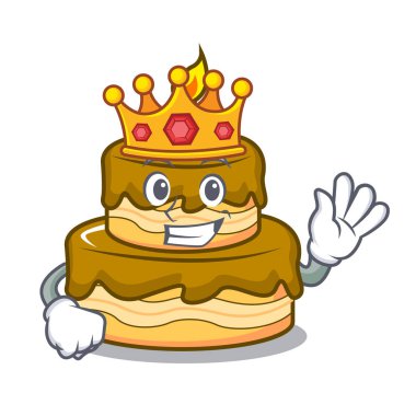 Kral Doğum günü pasta maskot karikatür vektör çizim