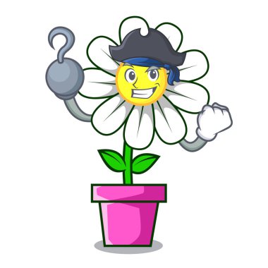 Korsan papatya çiçek karakter karikatür vektör çizim