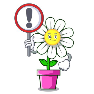 İşareti papatya çiçek karakter karikatür vektör çizim ile