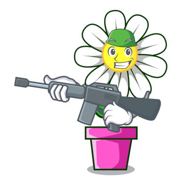 Ordu papatya çiçek karakter karikatür vektör çizim