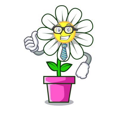 İşadamı papatya çiçek karakter karikatür vektör çizim