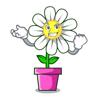 Başarılı papatya çiçek karakter karikatür vektör çizim