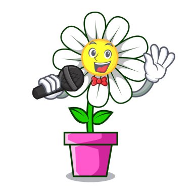 Şarkı papatya çiçek maskot karikatür vektör çizim