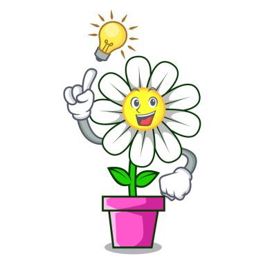 Bir fikir papatya çiçek maskot karikatür vektör çizim var