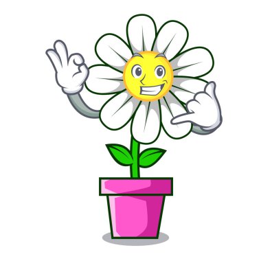 Bana papatya çiçek maskot karikatür vektör çizim de