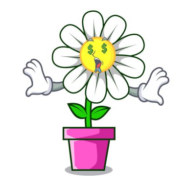 Para göz papatya çiçek maskot karikatür vektör çizim