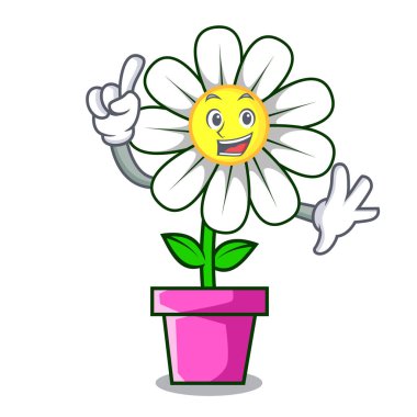 Parmak papatya çiçek maskot karikatür vektör çizim
