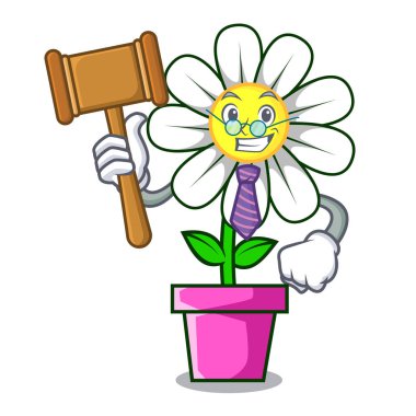 Yargıç papatya çiçek maskot karikatür vektör çizim