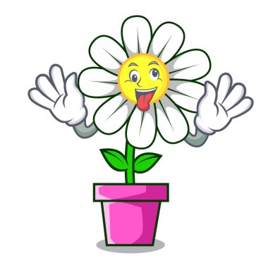 Çılgın daisy çiçek maskot karikatür vektör çizim