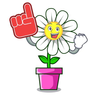Köpük parmak papatya çiçek maskot karikatür vektör çizim
