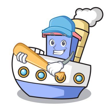 İskambil beyzbol gemi karakter karikatür tarzı vektör çizim