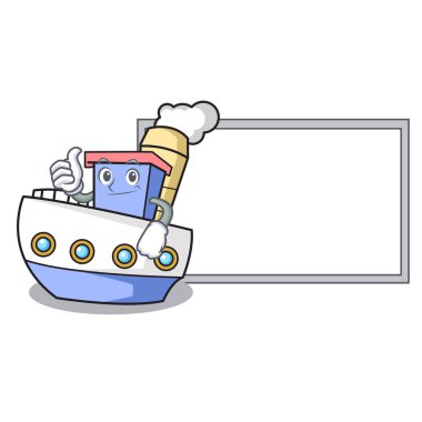 Başparmak yukarıya kurulu gemi karakter karikatür tarzı vektör çizim ile