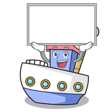 Tahtayı karakter karikatür tarzı vektör çizim gemi