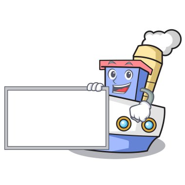 Karakter karikatür tarzı vektör çizim kurulu ile gemi